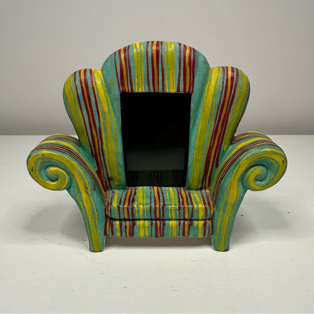 Fun Retro Looking Armchair Picture Frame Multi Colored Stripes Decorative Cool